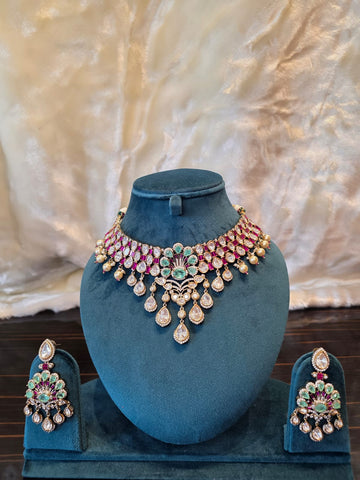 Ruby Crystal Drop Statement Choker Set