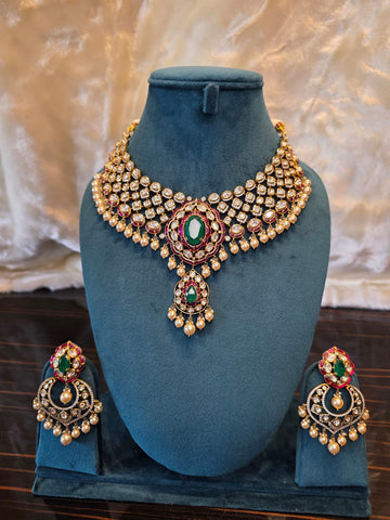 Emerald Polki Statement Set