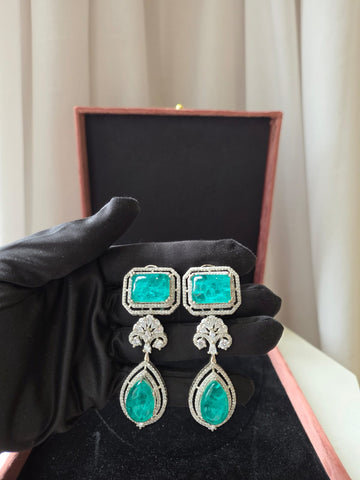 Emerald Art Deco Statement Drop Earrings