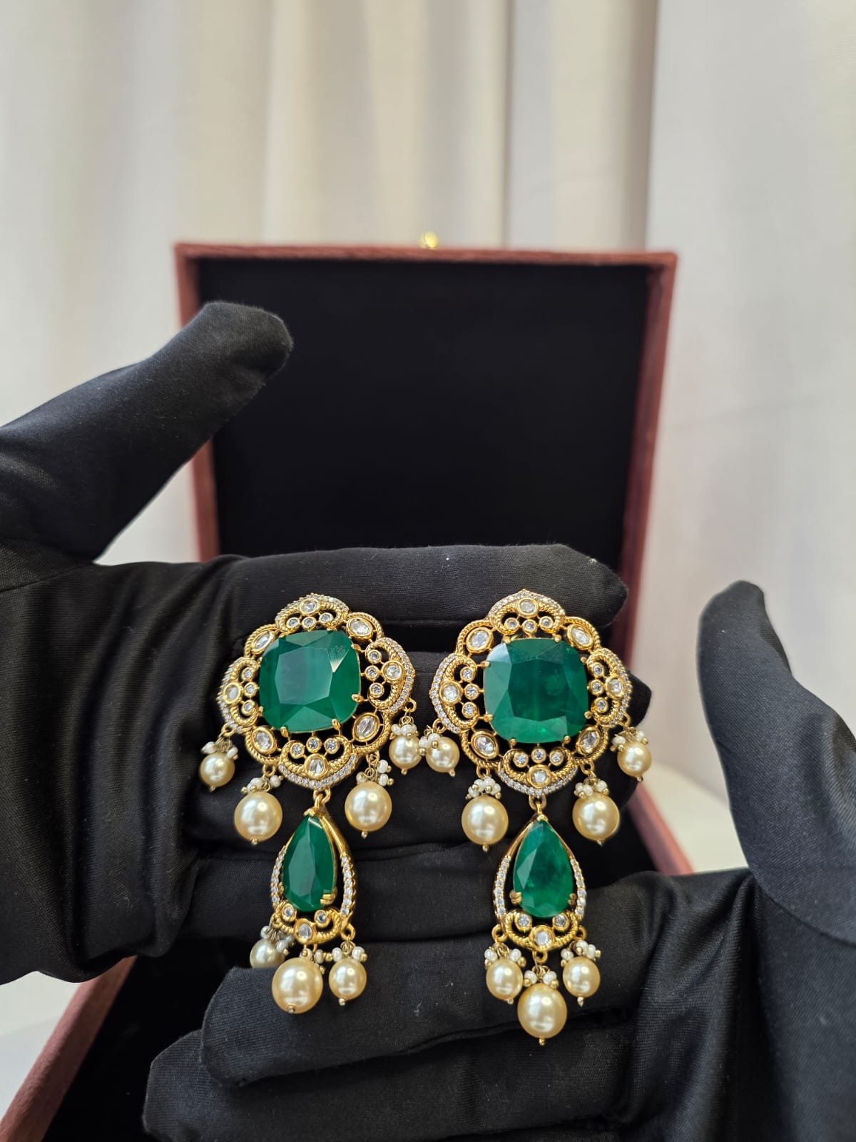 Emerald Pearl Heritage Drop Earrings