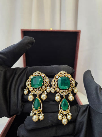 Emerald Pearl Heritage Drop Earrings