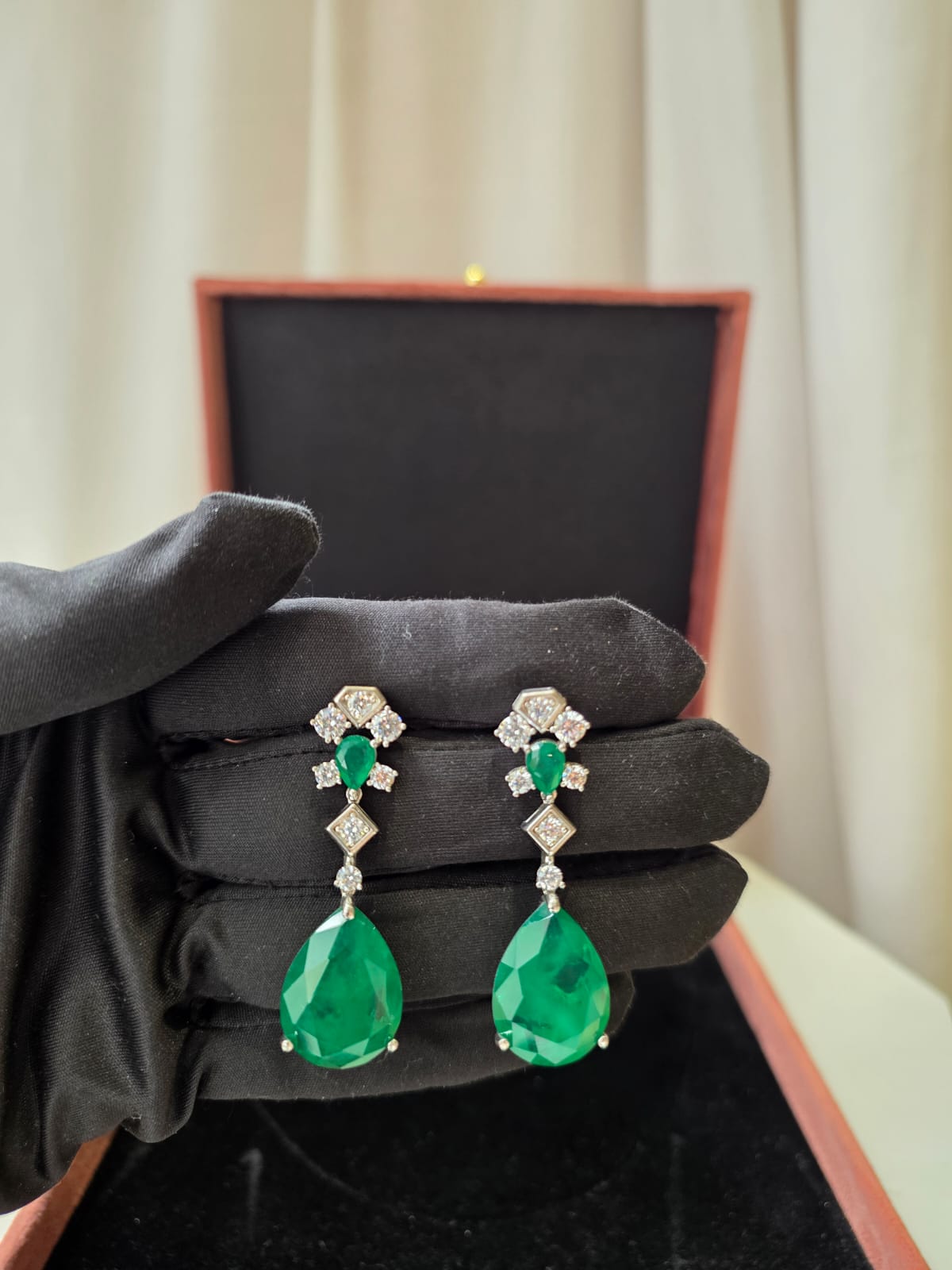 Emerald Solitaire Drop Earrings