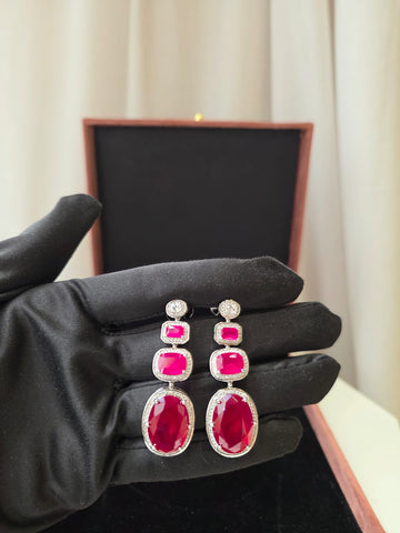 Ruby Triple Drop Statement Earrings