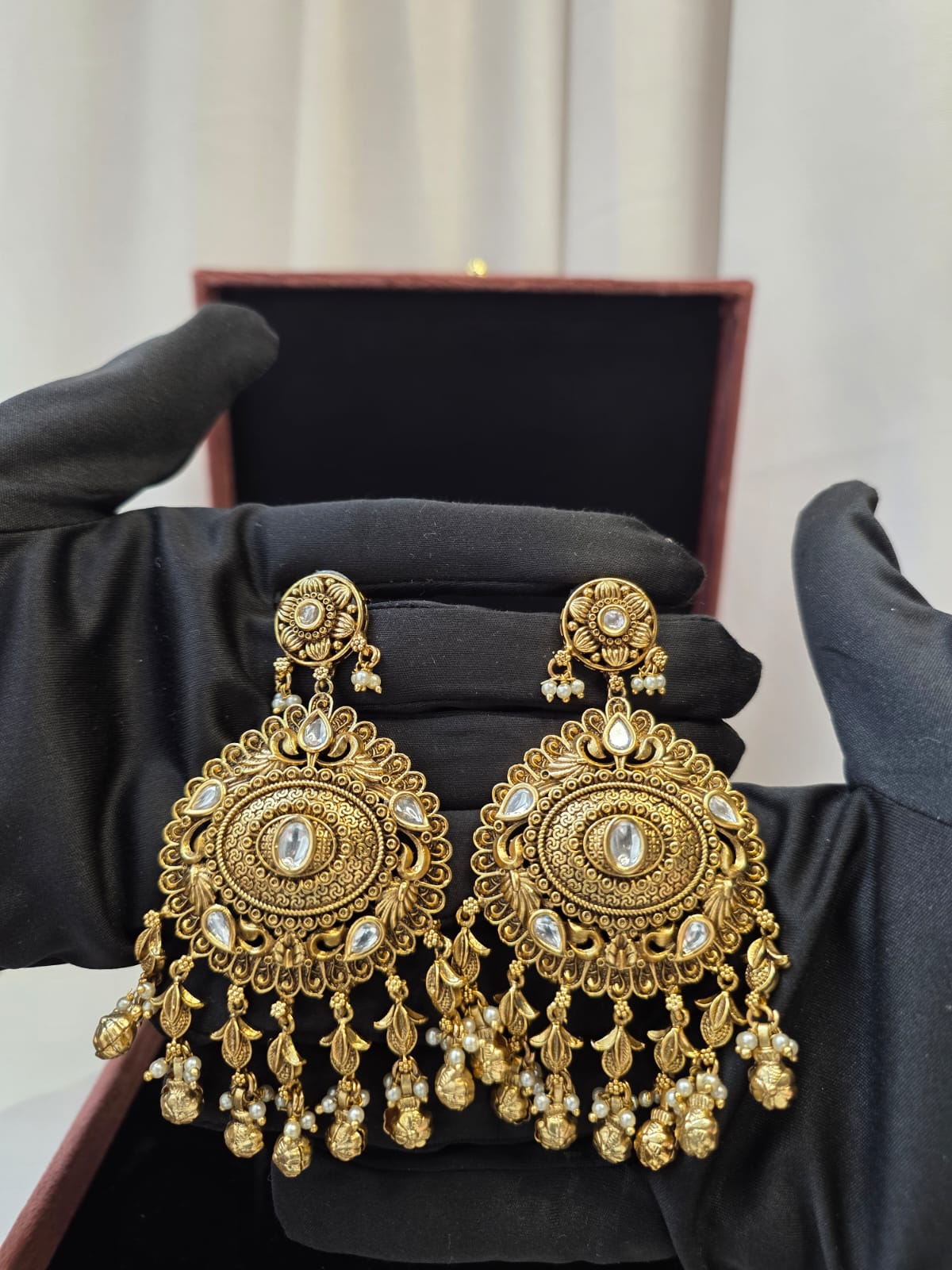 Heritage Antique Temple Chandbali Earrings