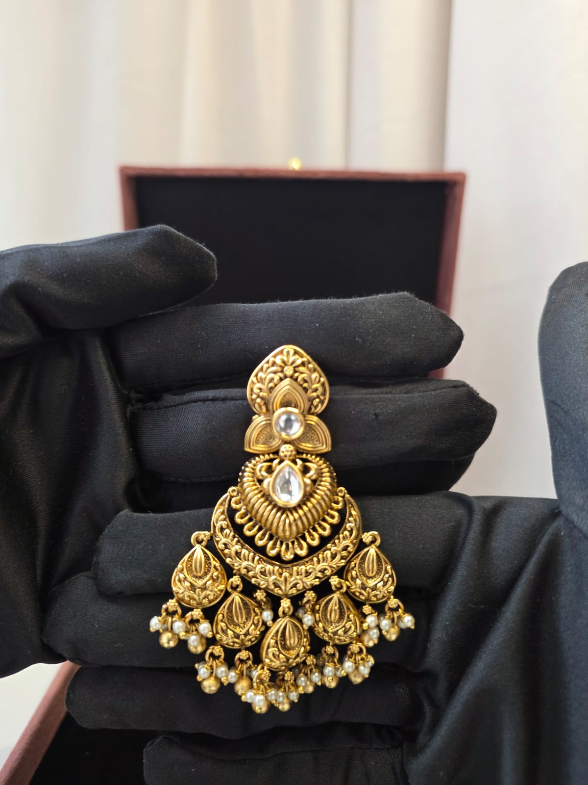 Antique Temple Kundan Drop Earrings