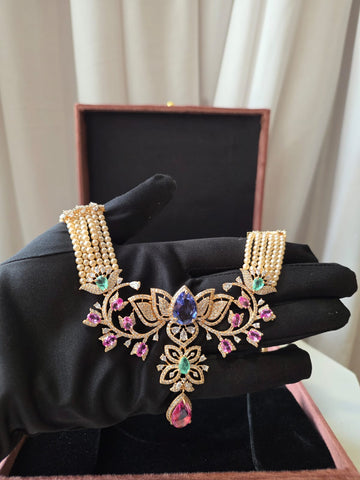 Aurora Prism Choker Beaded Set