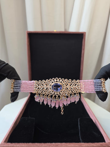 Lavender Grace Pearl Beaded Choker Set