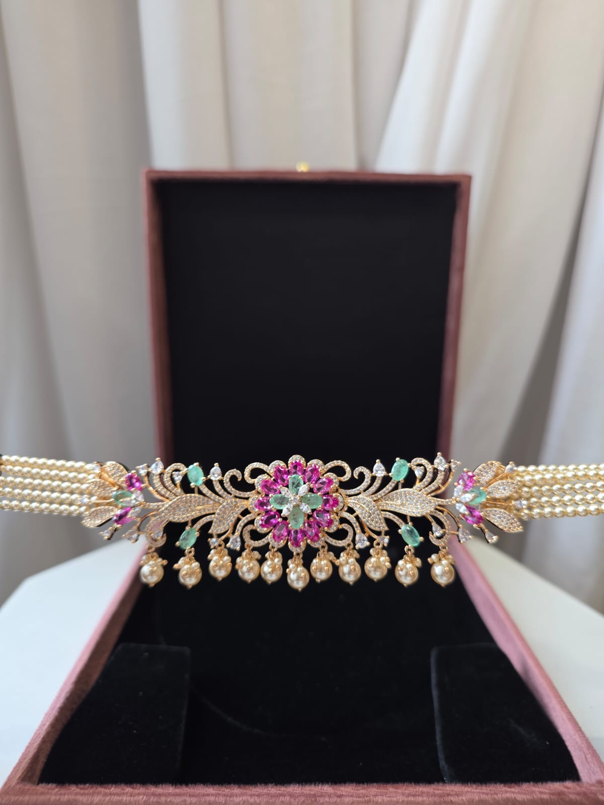 Blossom Pearl Beaded Choker Set
