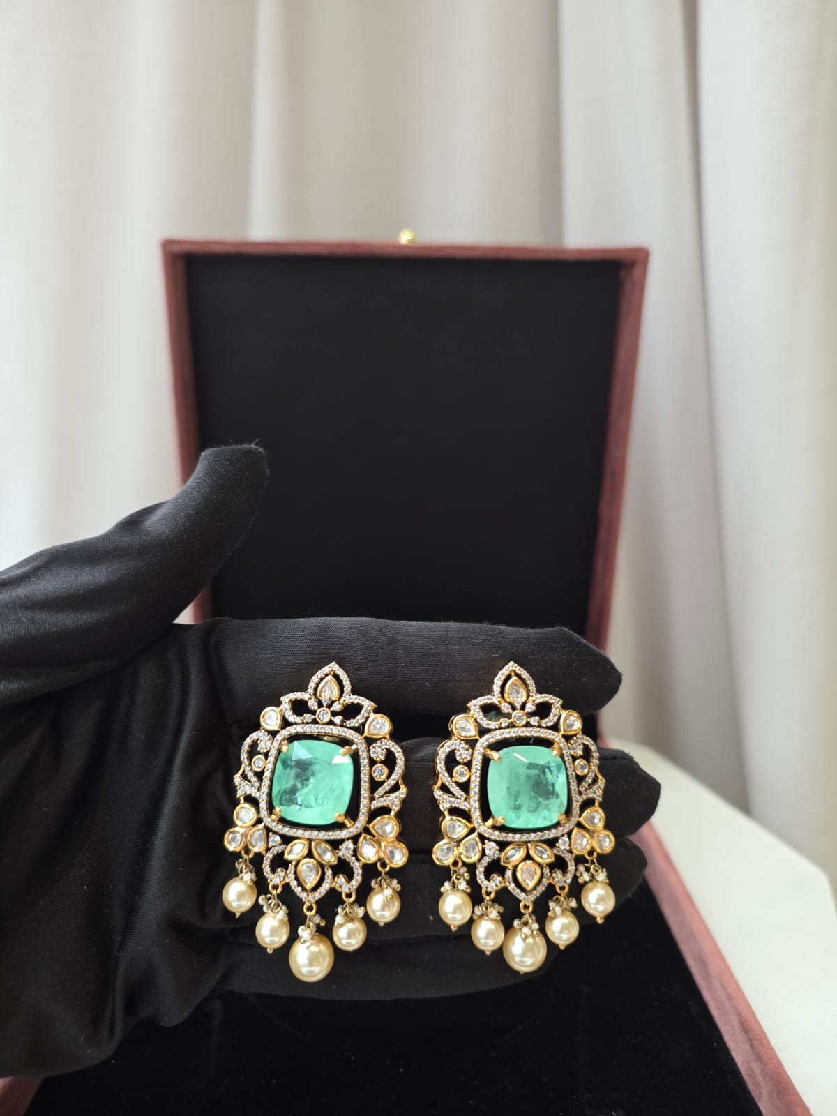 Emerald Royale Pearl Stud Earrings