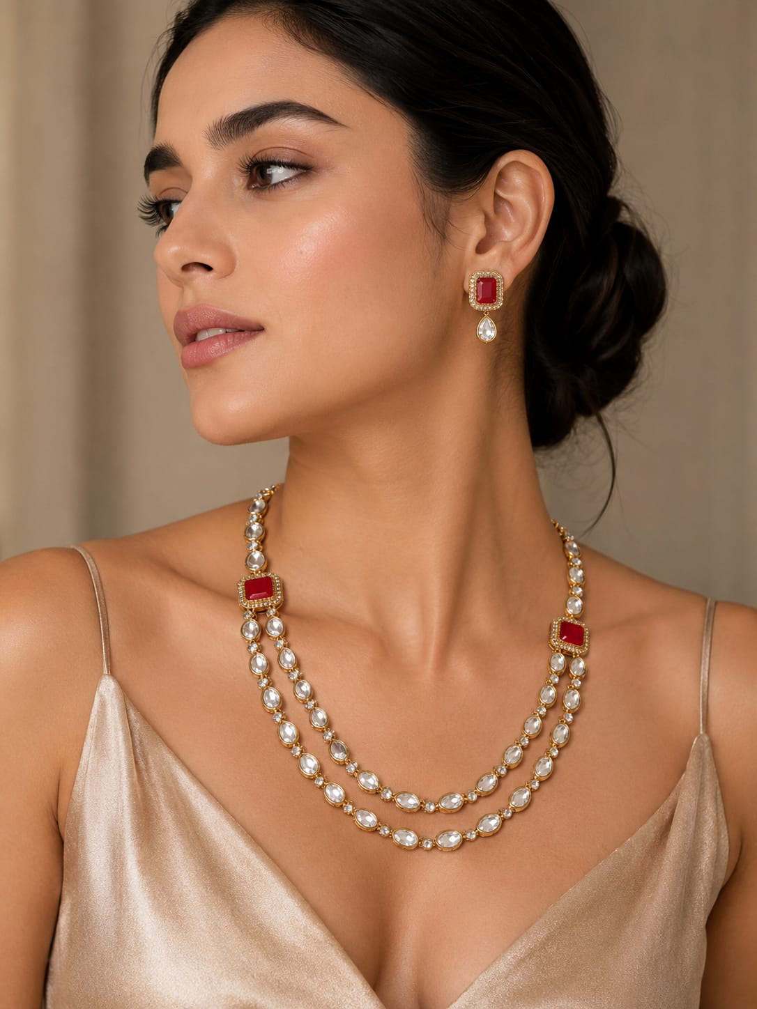 Ruby Pearl Heritage Necklace Set