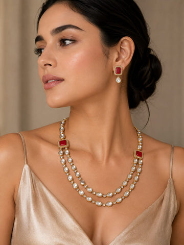 Ruby Pearl Heritage Necklace Set