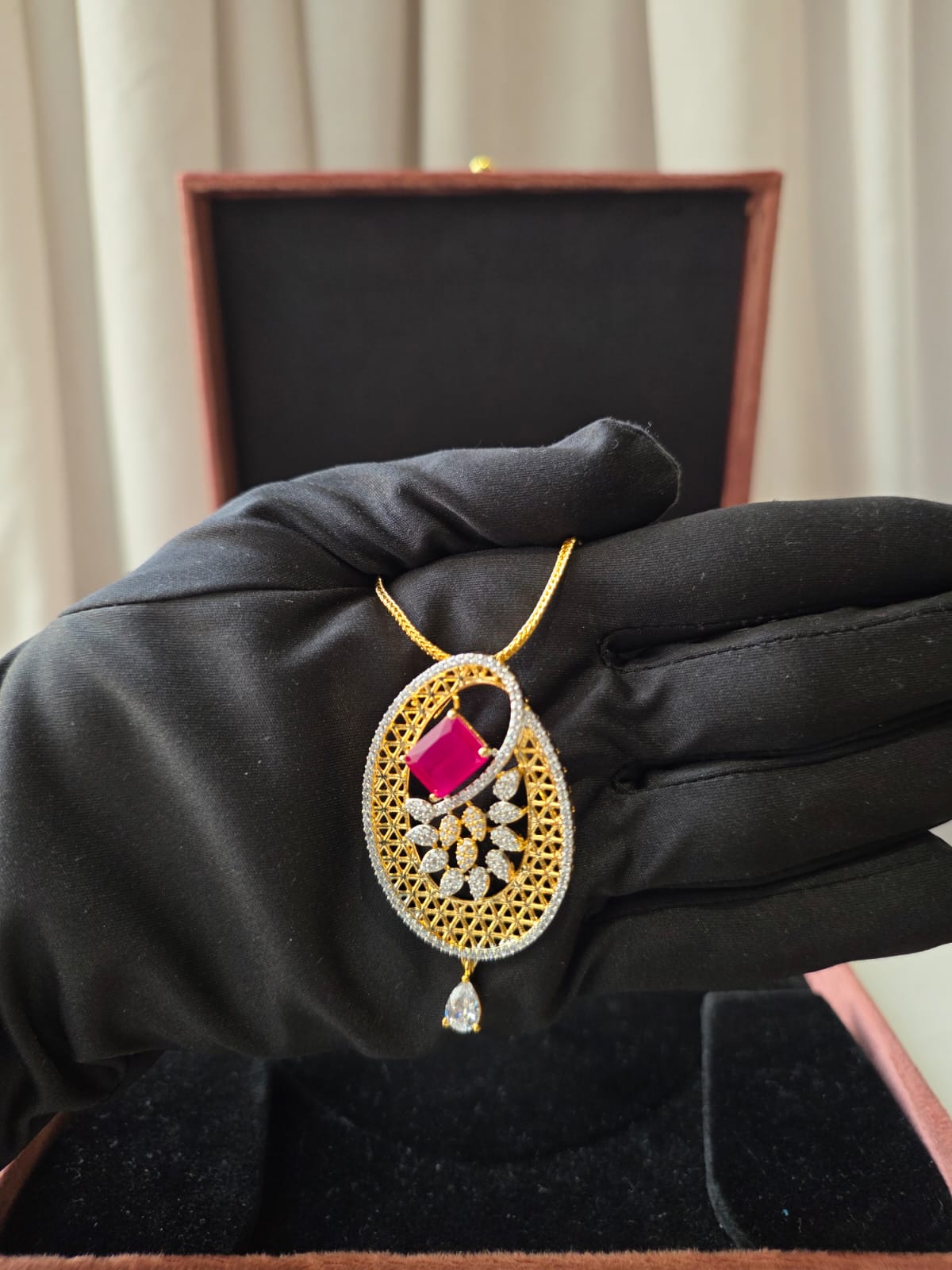 Ruby Floral Luxe Pendant Set