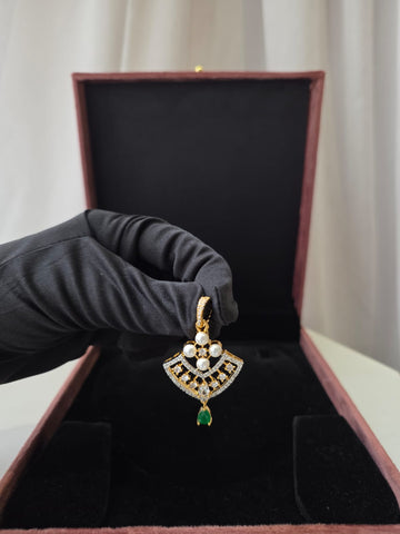 Emerald Pearl Charm Pendant Set