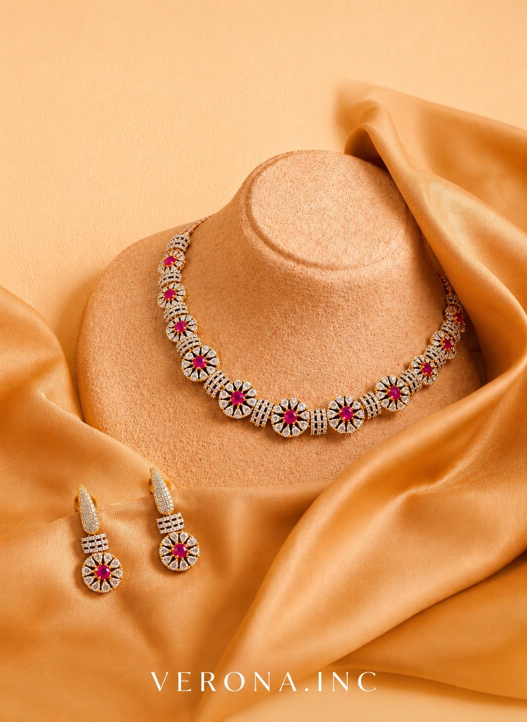 Ruby Bloom Necklace Set