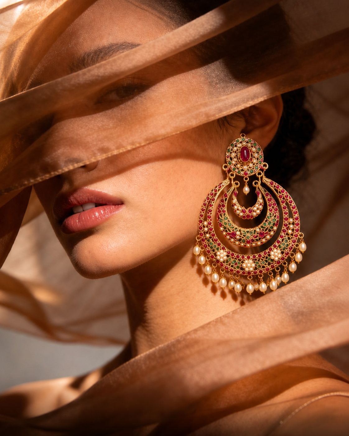 Cascade Chandbali jadau Earrings