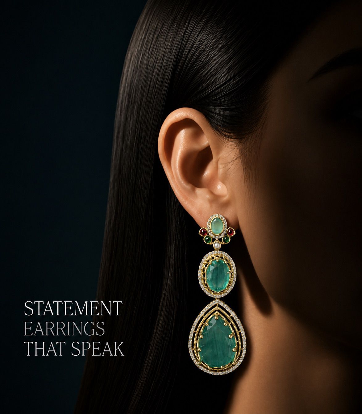 Emerald Royale Drop Statement Earrings