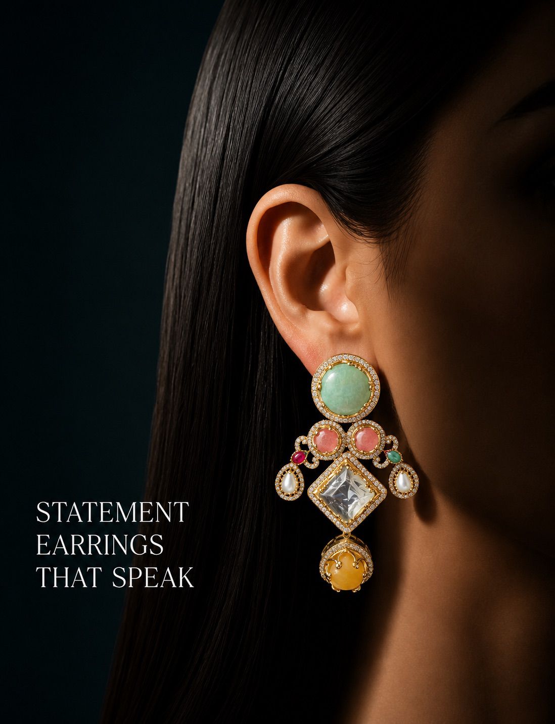 Multicolour Heritage Drop Statement Earrings
