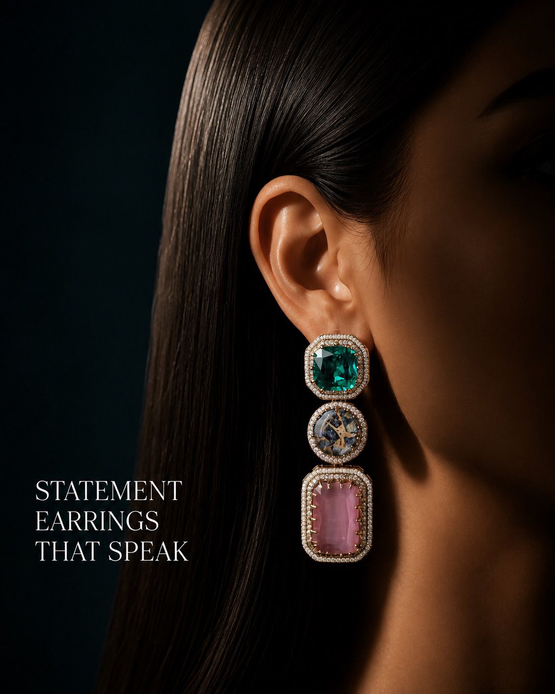 Emerald Blush Luxe Statement Earrings