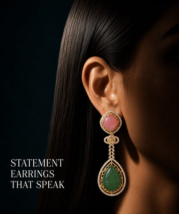Blush Emerald Drop Statement Earrings