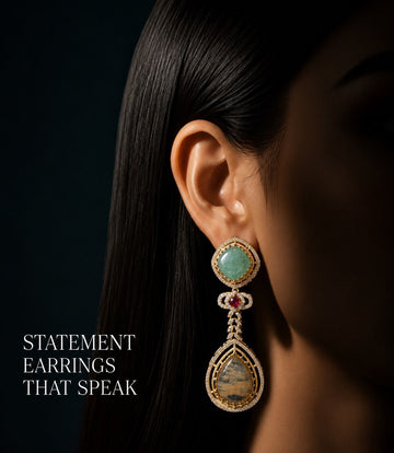 Mint green Royale Drop Statement Earrings