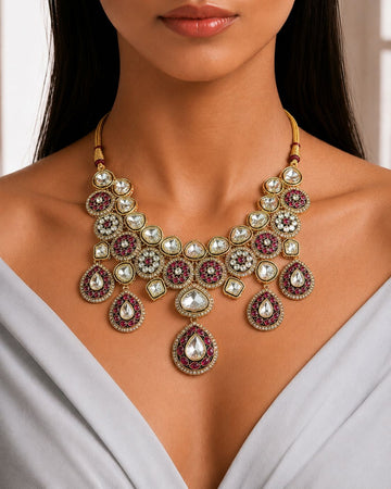 Ruby Polki Boulder Necklace Set