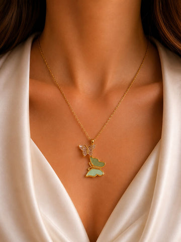 Emerald butterfly Pendant Chain
