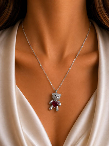 Ruby Teddy Pendant Chain