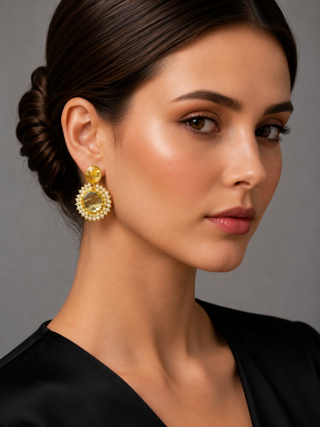 Aurelia Pearl Bloom Earrings – Yellow