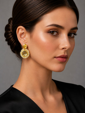 Aurelia Pearl Bloom Earrings – Yellow