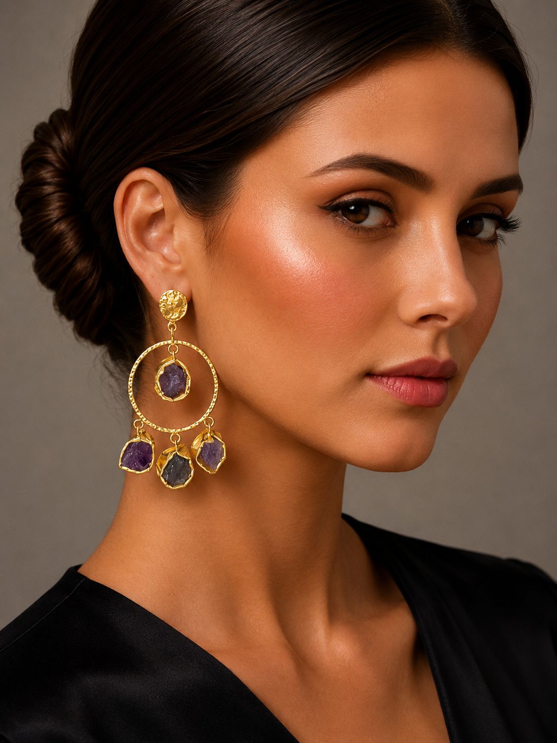 Celestia halo Gem Earrings Lavender