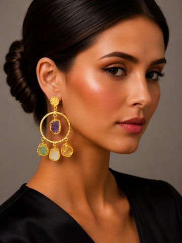Celestia Gem Halo Earrings