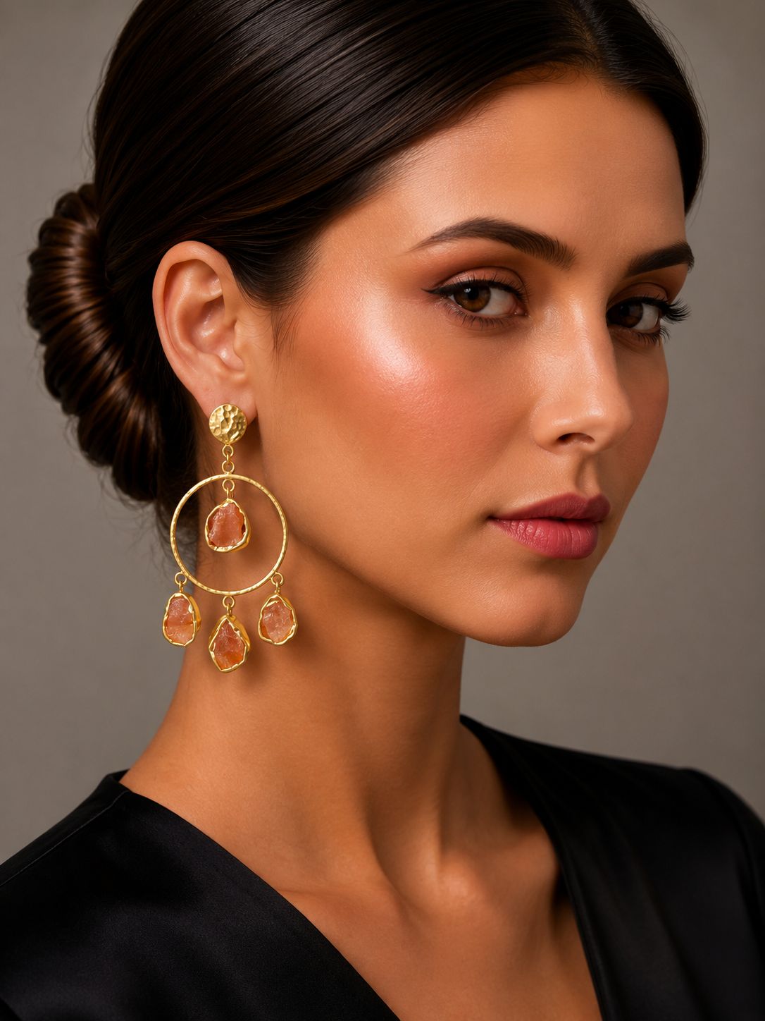 Celestia Halo Gem Earrings – Amber