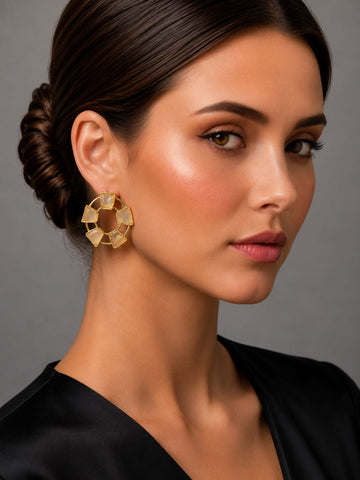Verdant Halo Gemstone Earrings Yellow