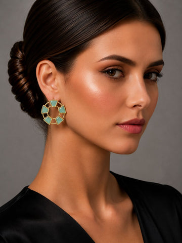 Verdant Halo Ocean Gemstone Earrings