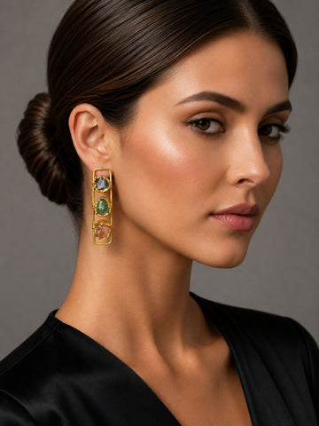 Prism Bar Statement Earrings Orange