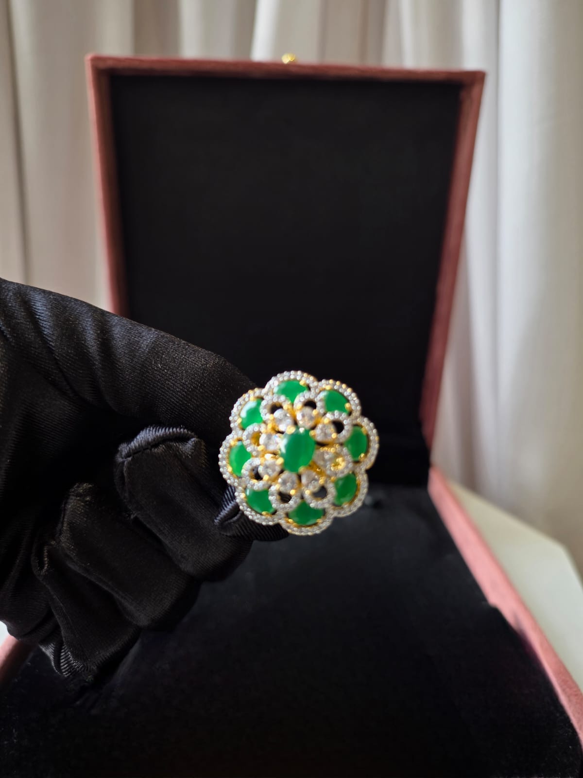 Gulrukh Emerald Bloom Ring