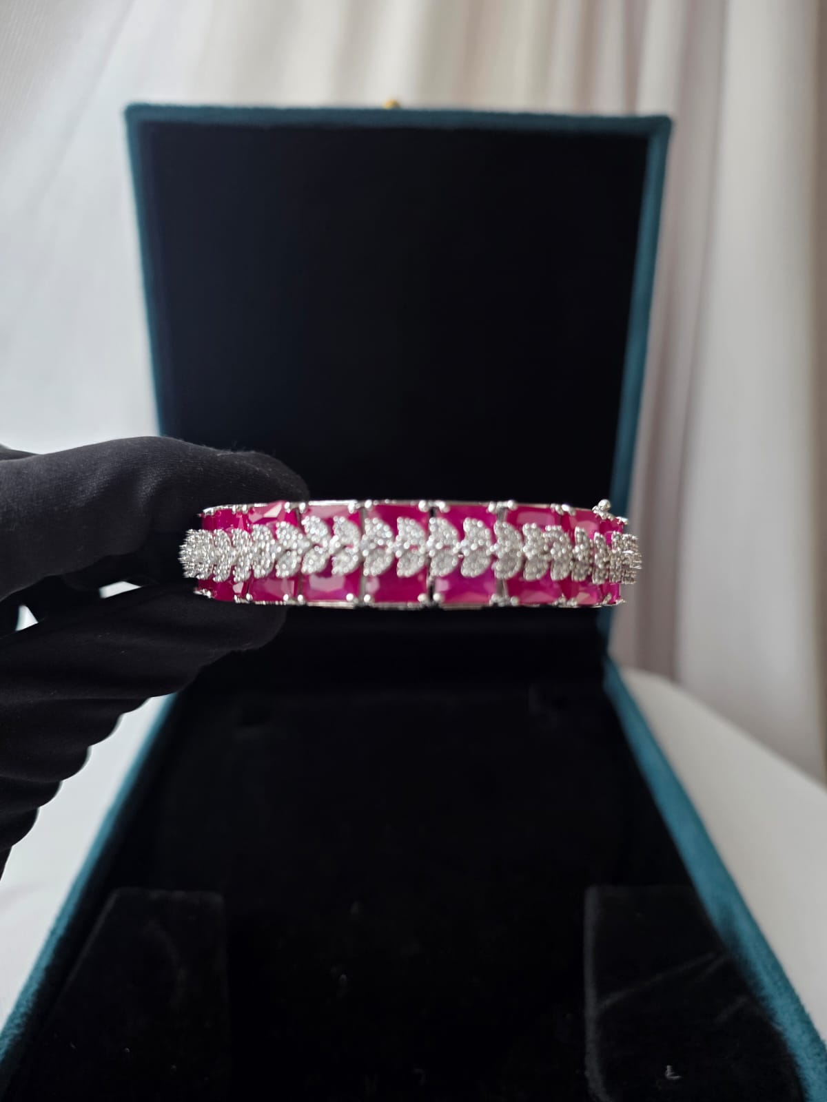 Ruby Heartline Diamond Finish Bracelet