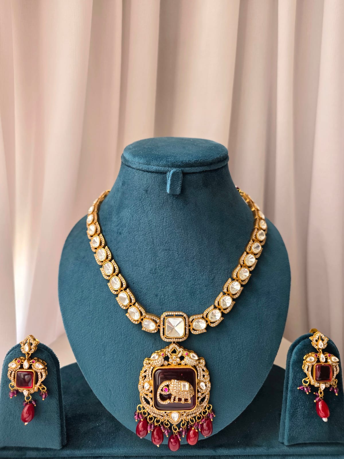 Ruby Elephant Royale Statement Necklace Set