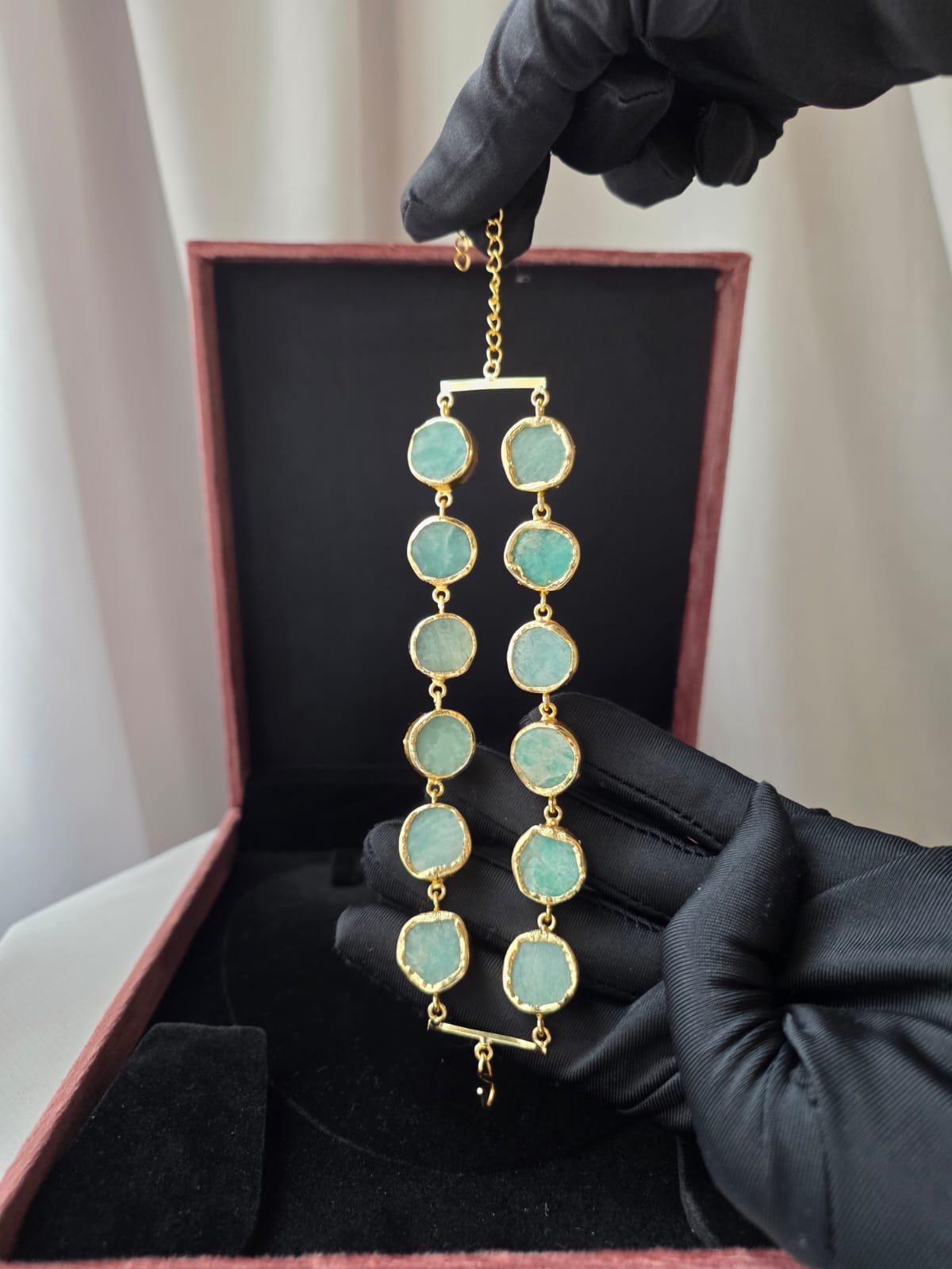 Double Layer Aqua Stone Bracelet