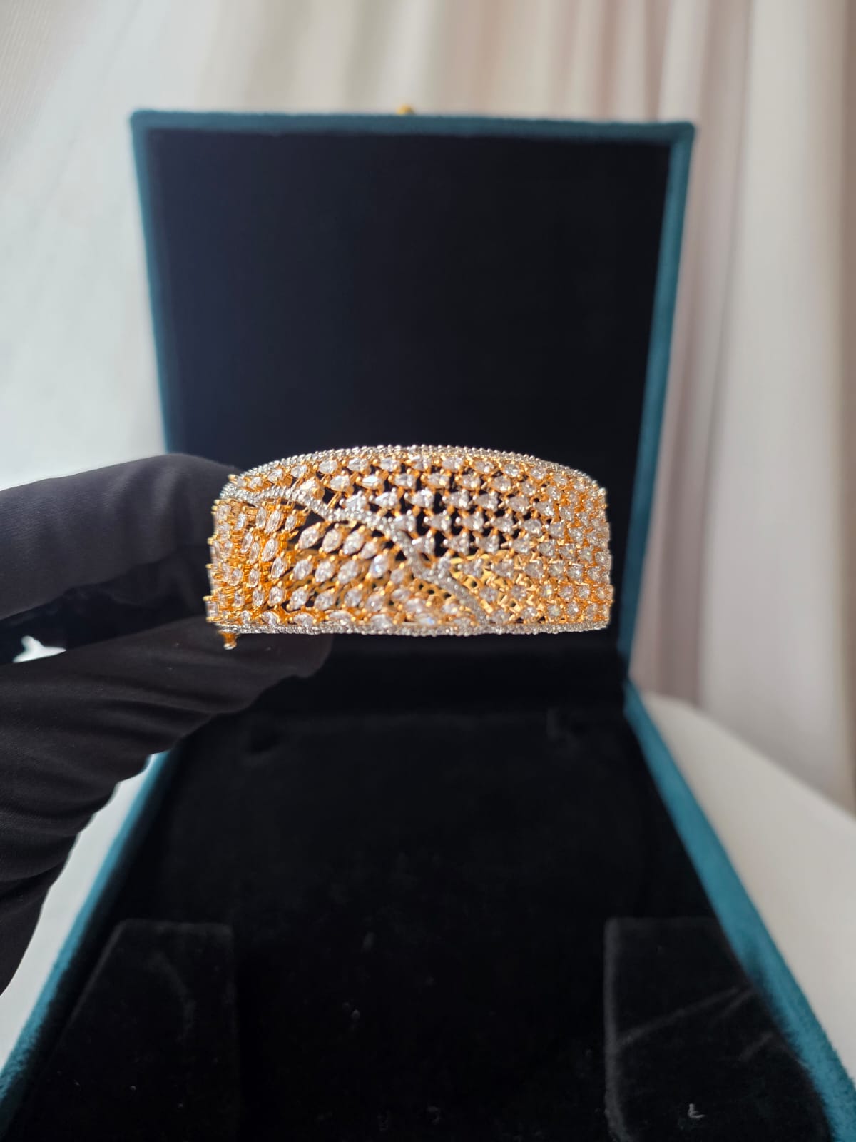 Imperial Wave Diamond Finish Statement Bracelet