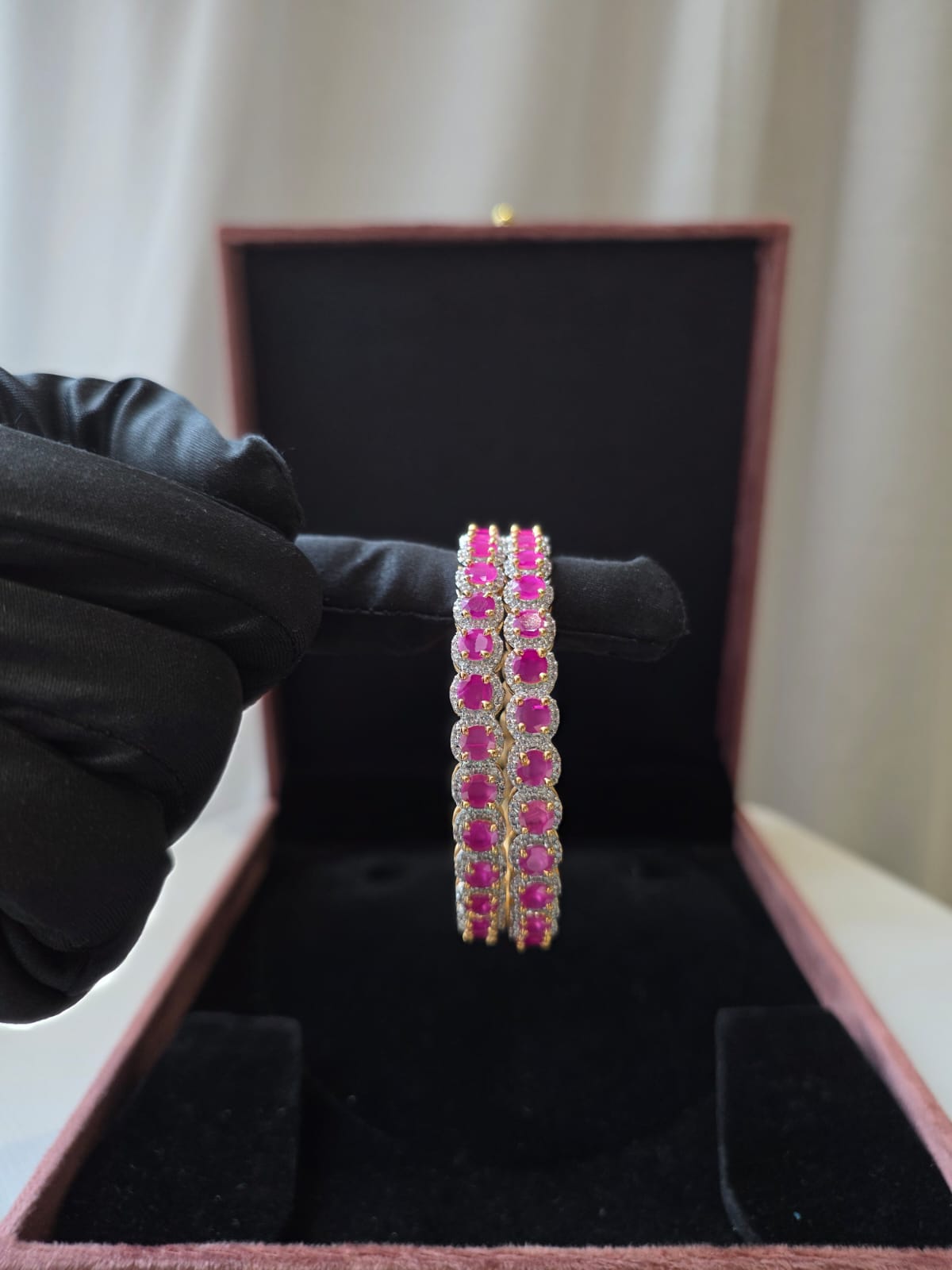Elara Ruby Diamond Bangle Pair