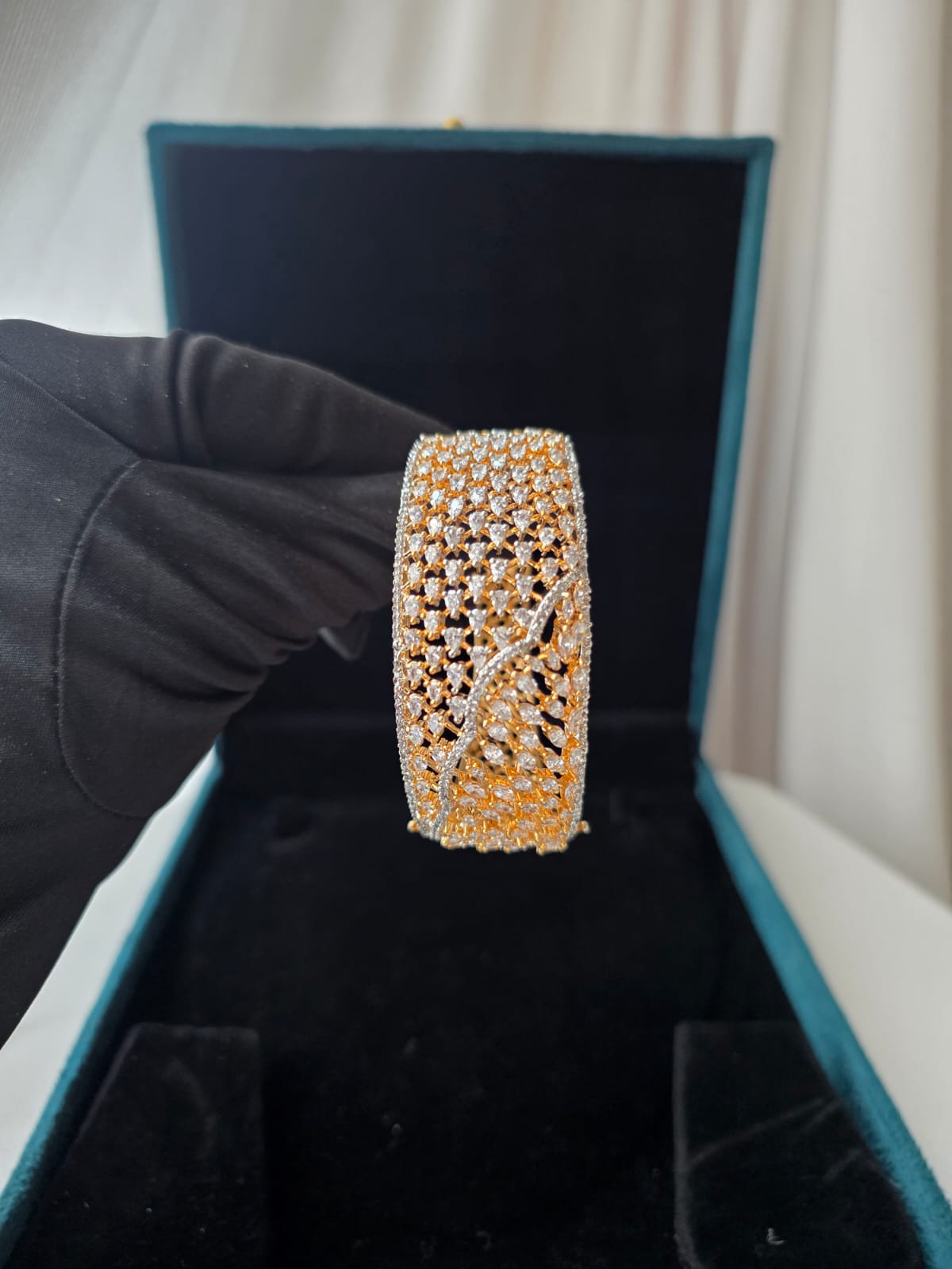 Imperial Wave Diamond Finish Statement Bracelet