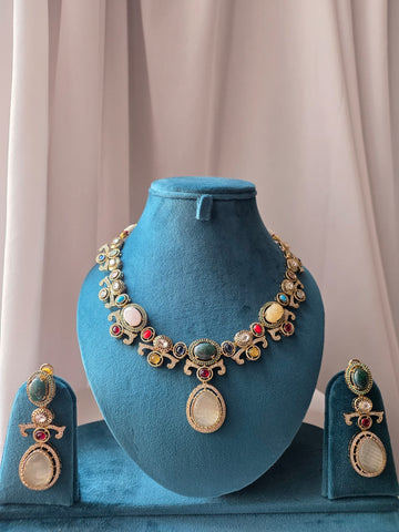 Multicolour Antique Charm Necklace Set
