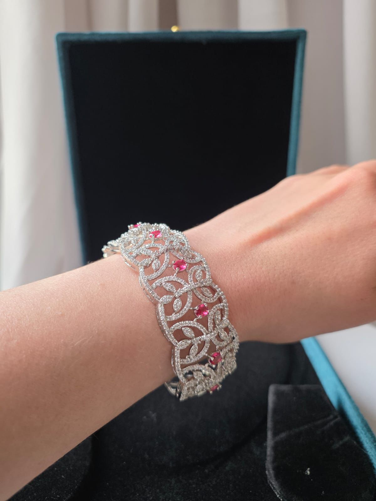 Ruby Vine Diamond Cuff Bracelet