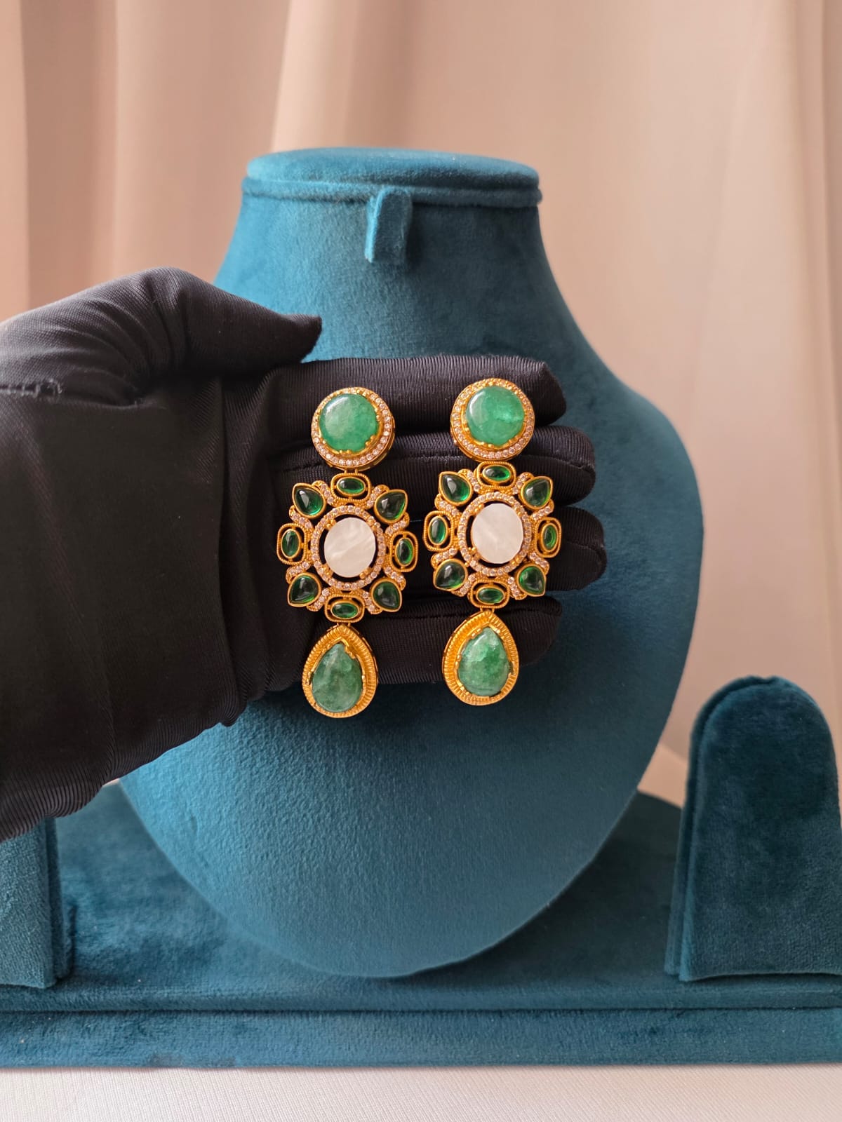 Emerald Mosaic Statement Necklace Set