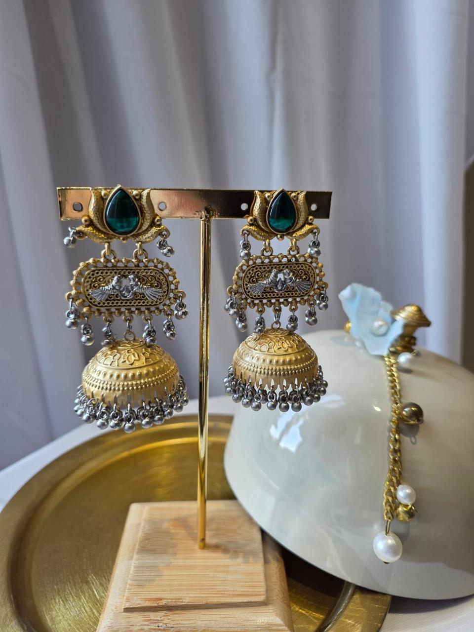 Sahiba Jhumkas green