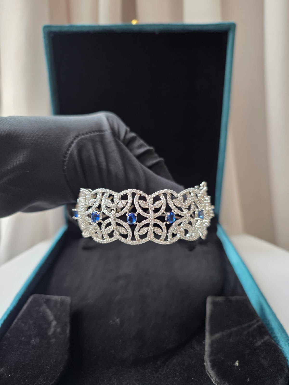 Sapphire Vine Diamond Cuff Bracelet
