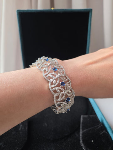 Sapphire Vine Diamond Cuff Bracelet