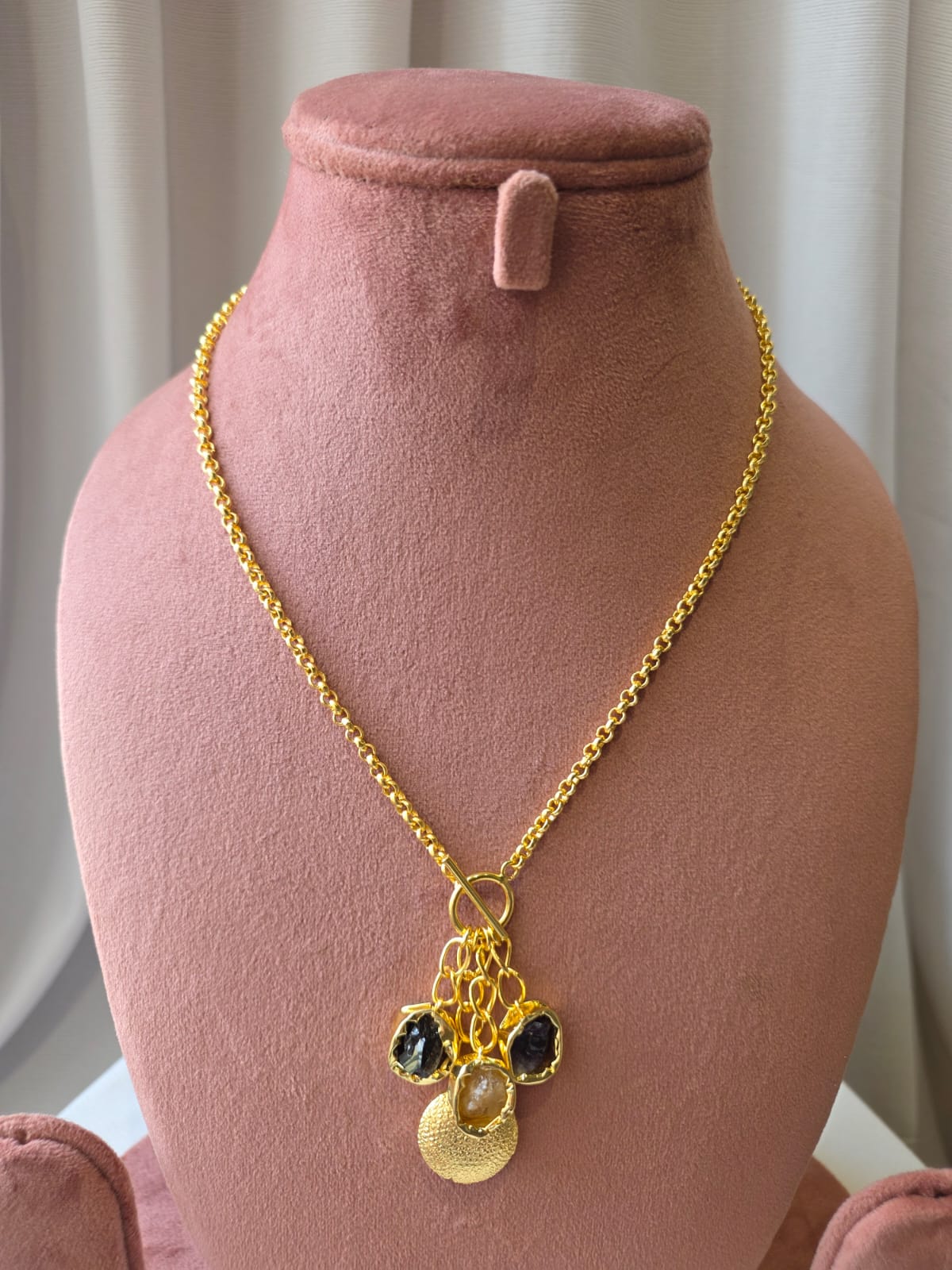 Noir Charm Cluster Necklace