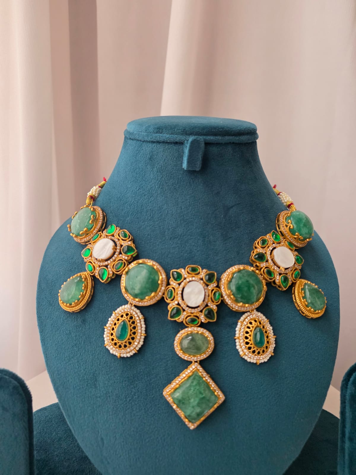 Emerald Mosaic Statement Necklace Set